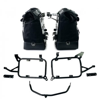 カルトインキャンバスサイドバッグ40L - 50Lペア + アルミプレートペア + アルミパニエフレーム BMW F900GS ADV