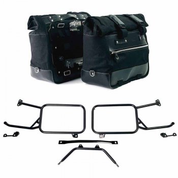 カルト イン キャンバス 40L - 50L サイドバッグ ペア + アルミプレート ペア + アルミパニエフレーム Moto Guzzi Stelvio (2024 以降)