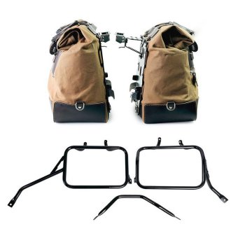 Canvas 40L - 50L の Cult サイドバッグ 1 組 + アルミプレート 1 組 + Triumph Tracker 400 アルミサドルバッグフレーム