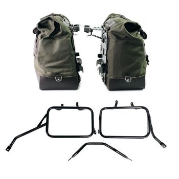 Canvas 40L - 50L の Cult サイドバッグ 1 組 + アルミプレート 1 組 + Triumph Tracker 400 アルミサドルバッグフレーム