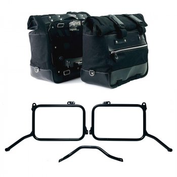 Cult Canvas 40L - 50L サイドバッグ ペア + アルミプレート ペア + Royal Enfield Himalayan 450 フレーム（オリジナルエキゾースト用、2024 年以降）