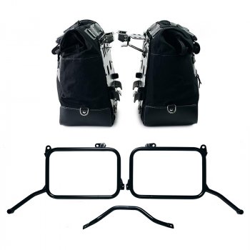 Cult Canvas 40L - 50L サイドバッグ ペア + アルミプレート ペア + Royal Enfield Himalayan 450 フレーム（オリジナルエキゾースト用、2024 年以降）