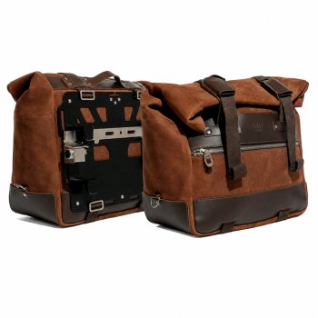 Cult製スプリットレザーサイドバッグ（40L～50L）2個セット + BMW R1300GS ADV用アルミプレート2枚セット