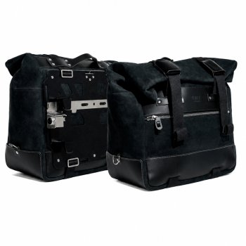 Cult製スプリットレザーサイドバッグ（40L～50L）2個セット + BMW R1300GS ADV用アルミプレート2枚セット