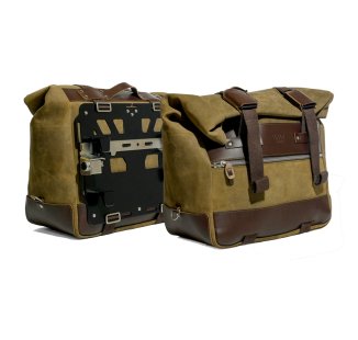 Cult製スプリットレザーサイドバッグ（40L～50L）2個セット + BMW R1300GS ADV用アルミプレート2枚セット