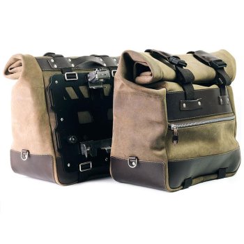 スプリットレザーのカルトサイドバッグのペア 40L - 50L + アルミニウムプレート