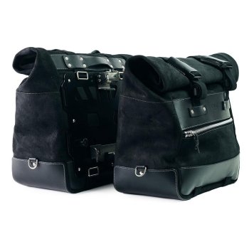スプリットレザーのカルトサイドバッグのペア 40L - 50L + アルミニウムプレート