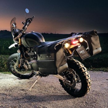 スプリットレザーのカルトサイドバッグのペア 40L - 50L + アルミニウムプレート