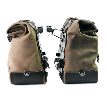 スプリットレザーのカルトサイドバッグのペア 40L - 50L + アルミニウムプレート