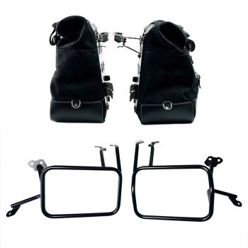 スプリットレザーのカルトサイドバッグのペア 40L - 50L + アルミニウムプレート + アトラス アルミパニアフレーム KTM 1290 /1390 スーパーアドベンチャー S-R