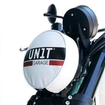 ロゴ入りレザーヘッドライトカバー