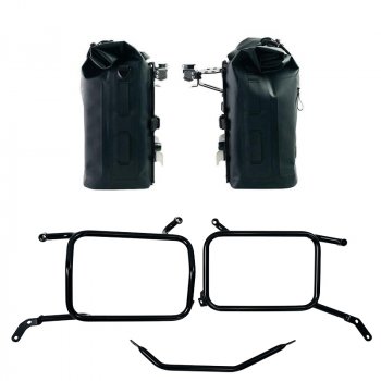 TPU 35L - 45L の Khali サイドバッグ 2 個 + アルミニウム プレート ペア + アルミニウム バッグ用フレーム Moto Guzzi V85 TT (2024 年以降)