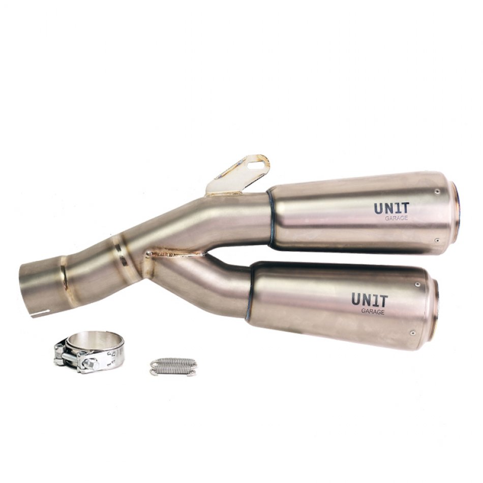 溶接が見えるロー ダブル チタン エキゾースト BMW R12 NineT