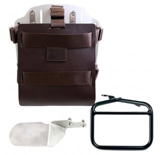 調節可能なレザー製フロント、クイック カップリング、右 Ducati Desert Sled フレームを備えたアルミニウム製バッグ ホルダー