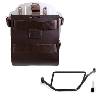 調整可能なレザーフロントとクイックカップリングを備えたアルミニウムバッグホルダー + BMW F450GS フレーム 左