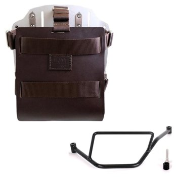 調整可能なレザーフロントとクイックカップリングを備えたアルミニウムバッグホルダー + BMW F450GS フレーム 左