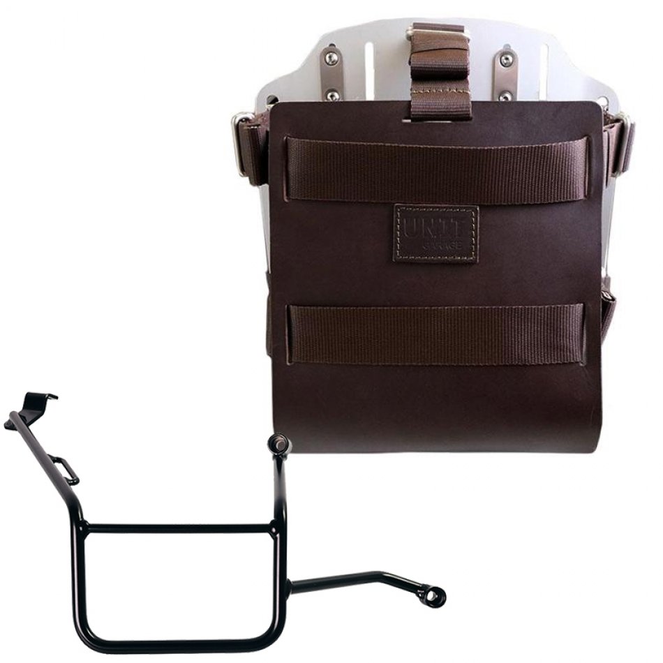 調整可能なレザーフロントとクイックカップリングを備えたアルミニウムバッグホルダー + BMW F900GS フレーム右