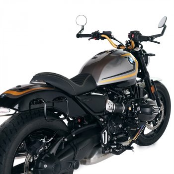 調整可能なレザーフロントとクイックカップリングを備えたアルミニウムバッグホルダー + BMW R12 シャーシ右