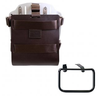 調整可能なレザーフロントとクイックカップリングを備えたアルミニウムバッグホルダー + BMW R12 G/S フレーム 左