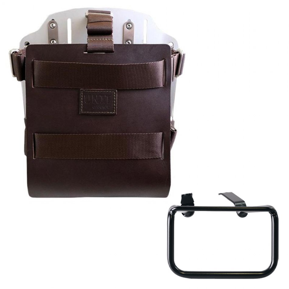 調整可能なレザーフロントとクイックカップリングを備えたアルミニウムバッグホルダー + BMW R12 G/S フレーム 左