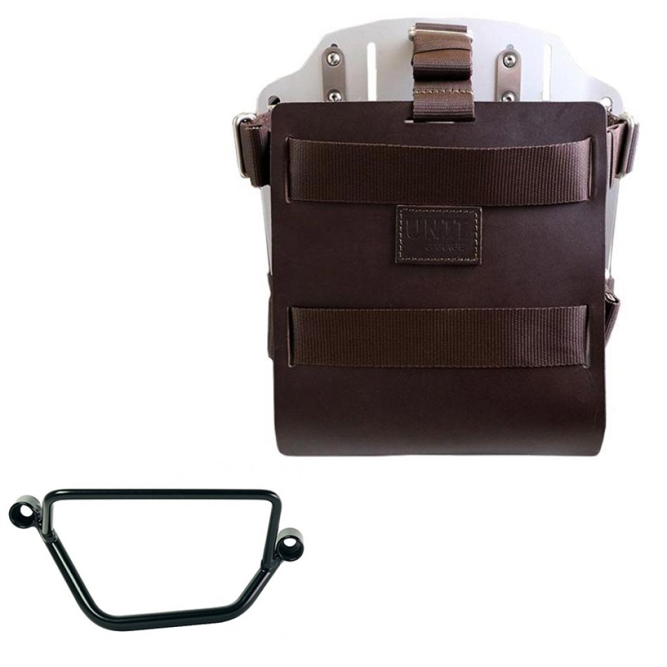 調整可能なレザーフロントとクイックカップリングを備えたアルミニウムバッグホルダー + ホンダ GB350S フレーム  右