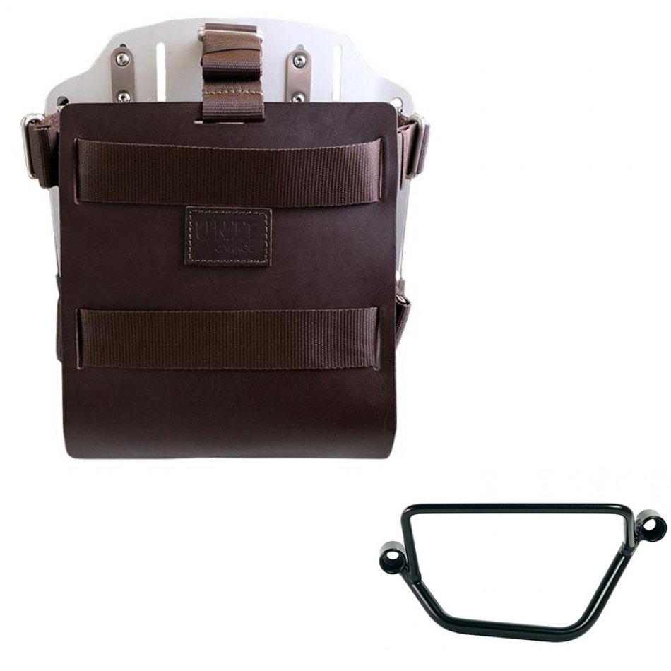 調整可能なレザーフロントとクイックカップリングを備えたアルミニウムバッグホルダー + ホンダ GB350S フレーム  左