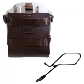 調整可能なレザーフロントとクイックカップリングを備えたアルミニウムバッグホルダー + トライアンフ ボンネビル ボバー 左フレーム