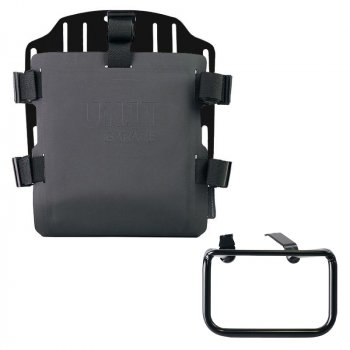 調整可能なハイパロンフロントとクイックカップリングを備えたアルミニウムバッグホルダー + BMW R12 G/S フレーム 左