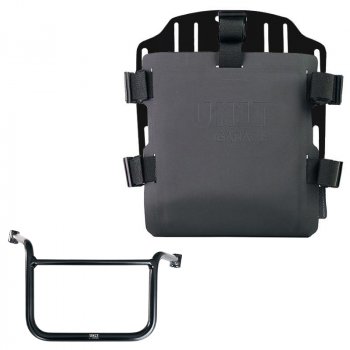 調整可能なハイパロンフロントとクイックカップリングを備えたアルミニウムバッグホルダー + Moto Guzzi V85 TT フレーム (2024 以降) 右