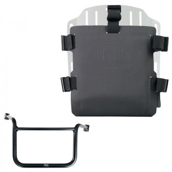 調整可能なハイパロンフロントとクイックカップリングを備えたアルミニウムバッグホルダー + Moto Guzzi V85 TT フレーム (2024 以降) 右