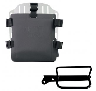 調整可能なハイパロンフロントとクイックカップリングを備えたアルミニウムバッグホルダー + ロイヤルエンフィールド Hunter 350 左フレーム